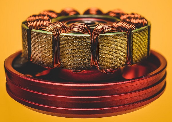 Copper windings on motor cores