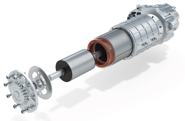 Exploded view of hairpin motor
