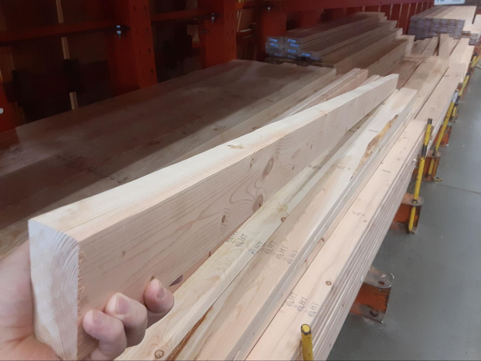 Finished lumber at the hardware store