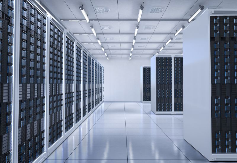 Data goes to database or server in data center via cloud for processing