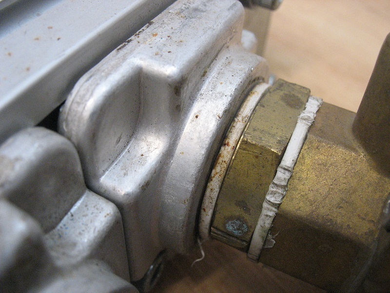 Minor corrosion on a valve fitting