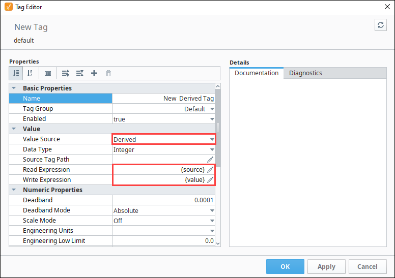 Derived tag menu