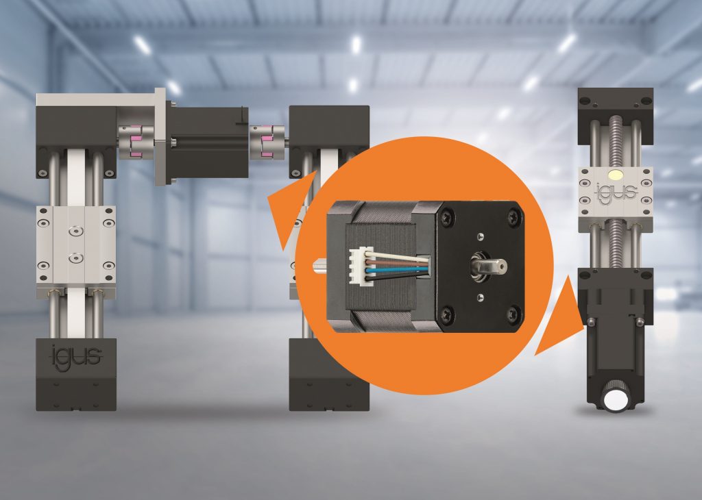 Igus dual shaft stepper motor / double shaft stepper motor drives two linear actuators in a single compact motor
