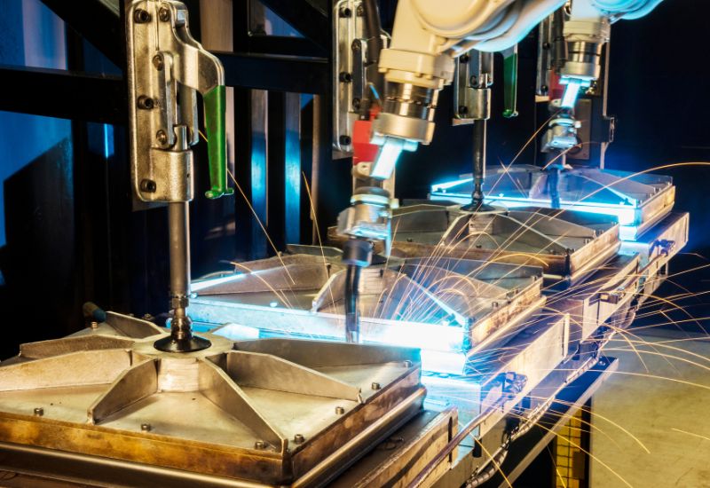 A welding robot requires careful programming