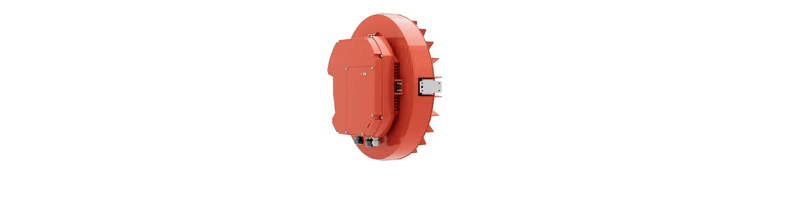 Exploded view of the EC motor frame and internal components