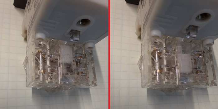 Switch with both n.o. and n.c. (n.o. n.c.) contacts inside a single block