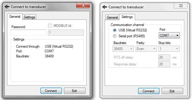 Setting up USB and serial Modbus RTU connections
