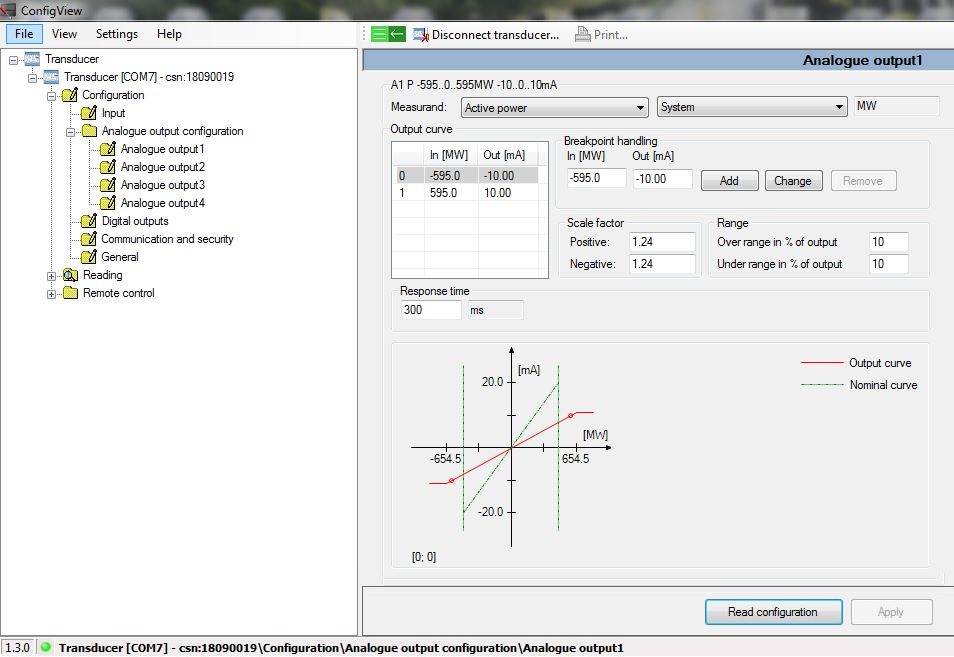 Selecting PT and properties for Active Power MW measurement