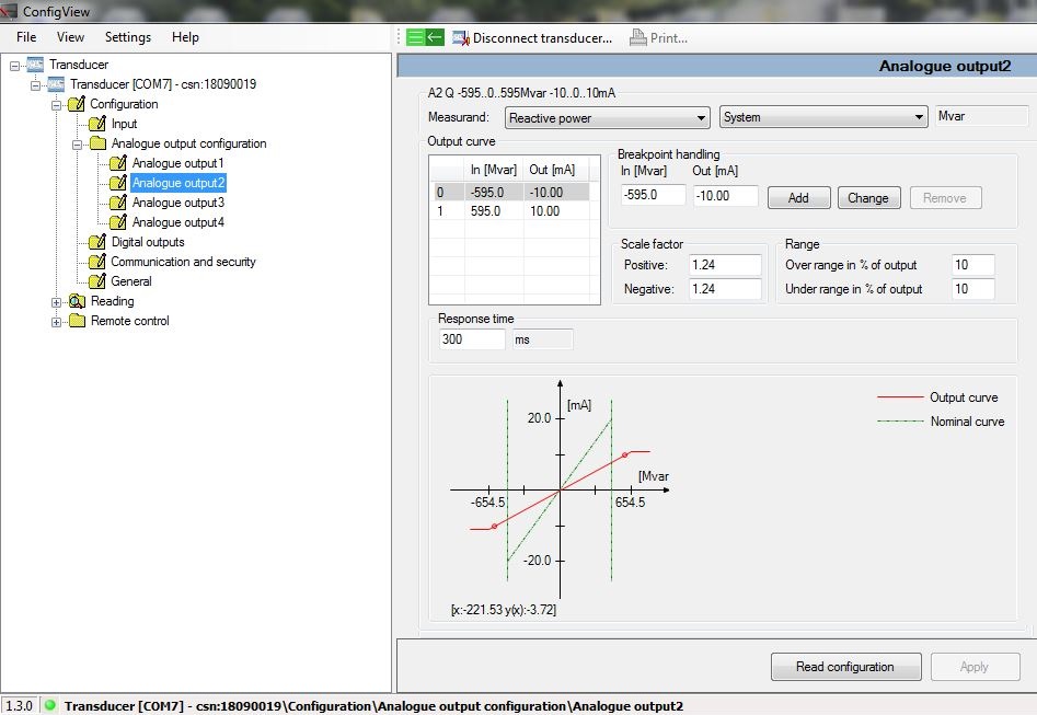 Selecting CT and properties for Reactive Power MVAR measurement