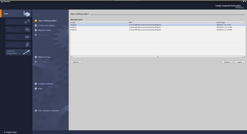 Siemens TIA Portal software for S7 1200 PLC