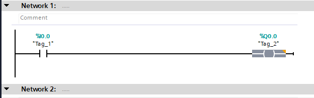 To reference the built-in I/O terminals, the syntax is %I0.x for the inputs and %Q0.x for the outputs