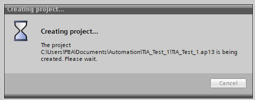 Creating a new project in Siemens TIA Portal