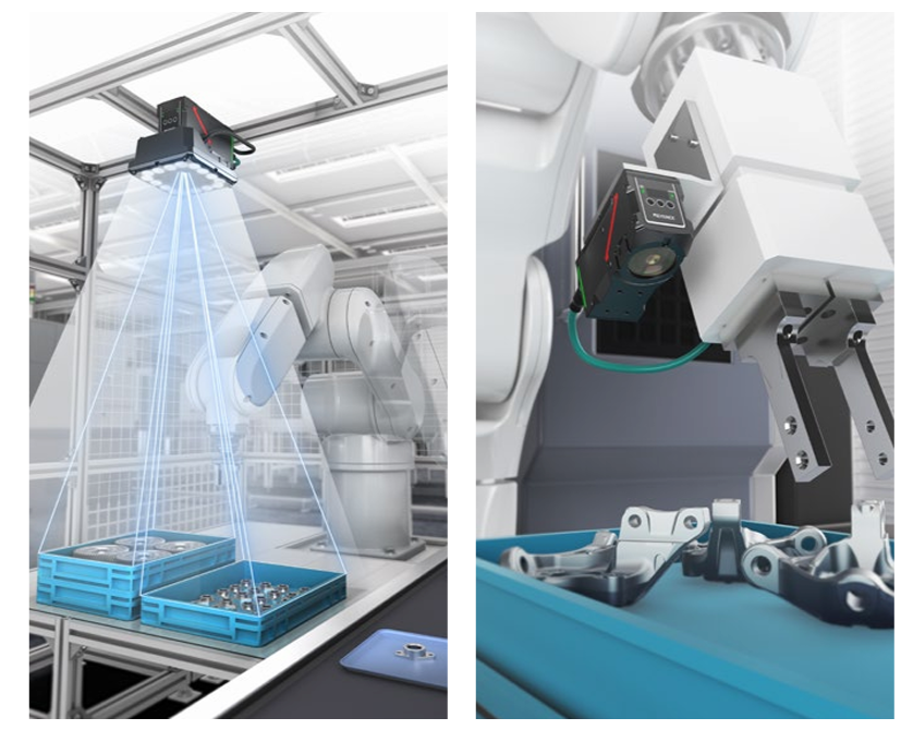 The VS Series vision system with integrated AI can be used for both fixed (left) and on-hand (right) cameras. 