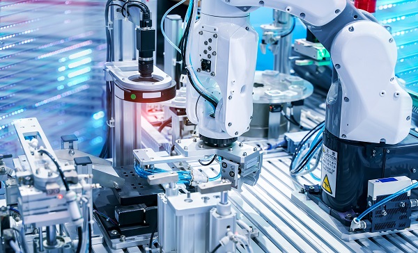 Robot assembling a device