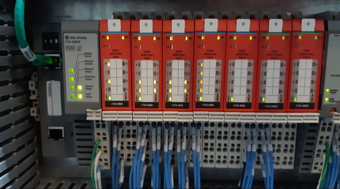 Remote I/O module status LEDs
