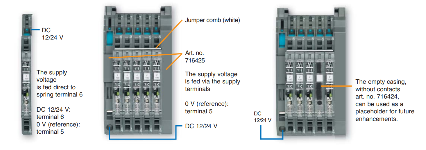 Lütze LOCC-Box accessories include a 12/24 supply set and an empty terminal for future expansion