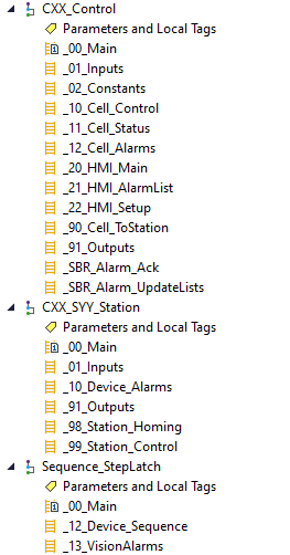 Program task listing with alarm routines