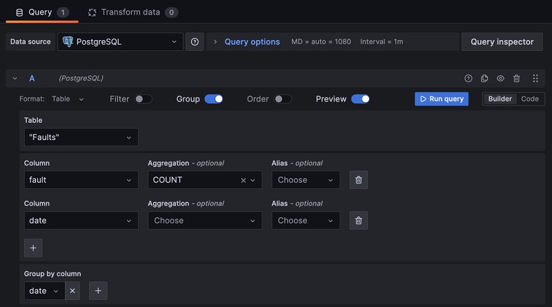 Setting properties for the data query