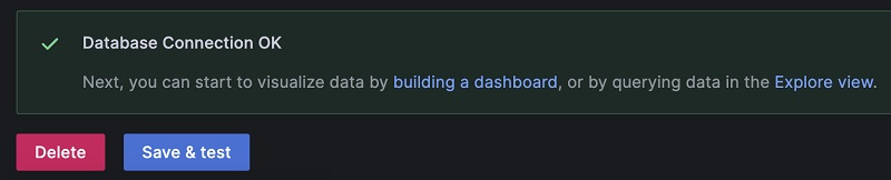 Successful connection of a data source