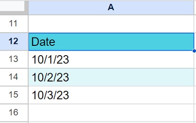 Table for fault dates