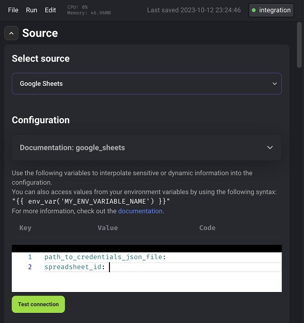 Mage.ai choose source screen