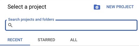 Selecting a project in Google Services