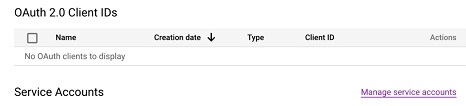 Managing service accounts in Google Services
