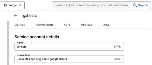 Creating a new Google service account