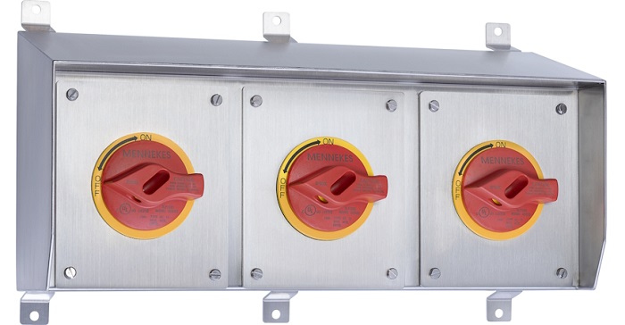 Mennekes e-stop switches in steel housing