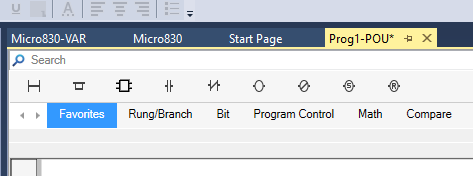 Favorite commands tab