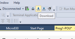 Downloading a program in CCW