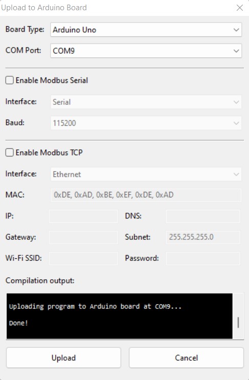 configuration panel
