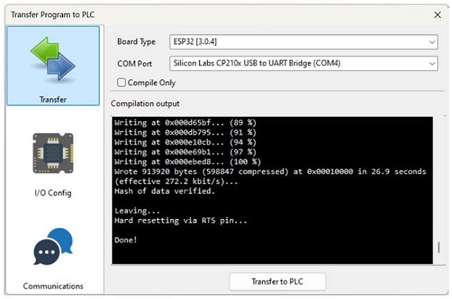Program transfer dialog box