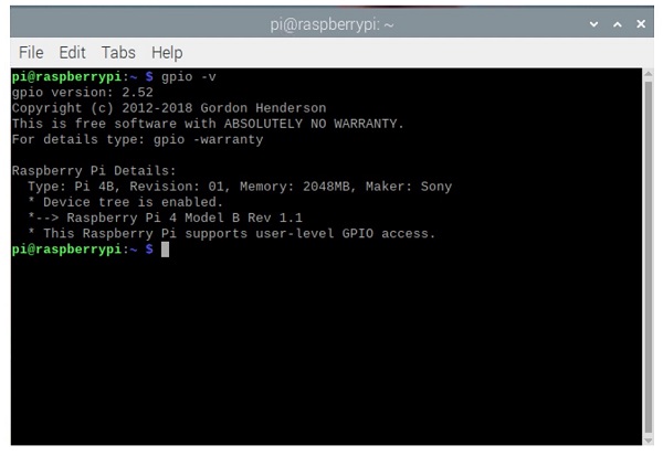 Successful install of the WiringPi library