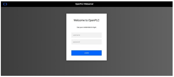 OpenPLC webserver login screen