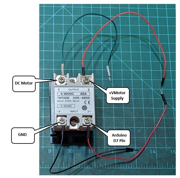 Solid state relay with wires connected
