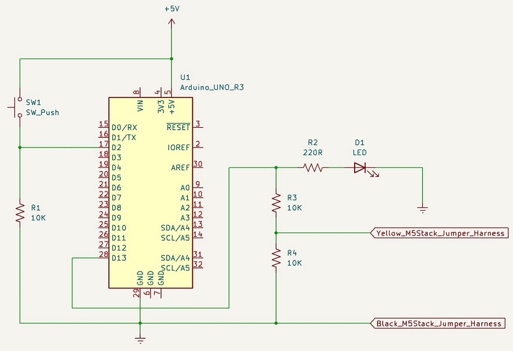 Schematic view of the Arduino circuit for the visual annunciator project