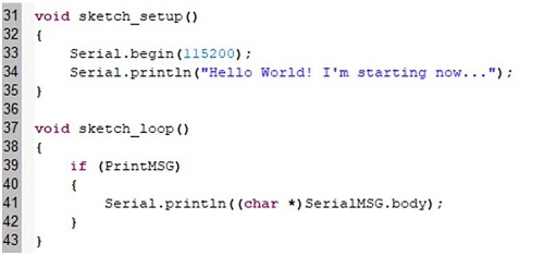 Serial print statement in example extension code