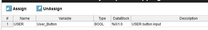 Defining the USER button with a variable of the same name.