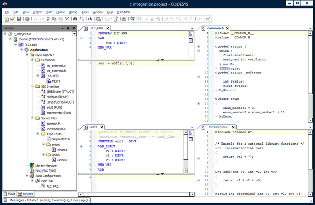 Example of CODESYS IDE. 