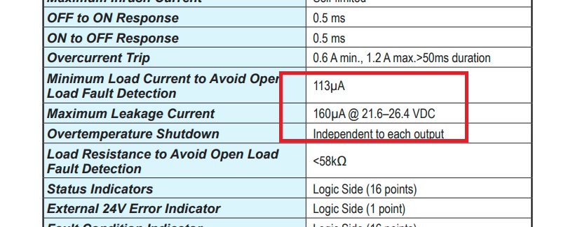 Leakage current from a digital output module