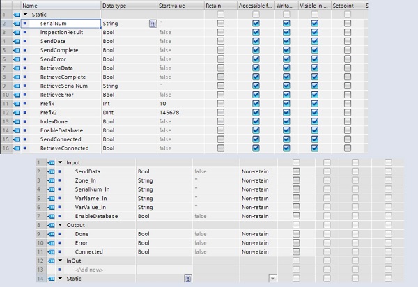 Siemens PLC tag listing