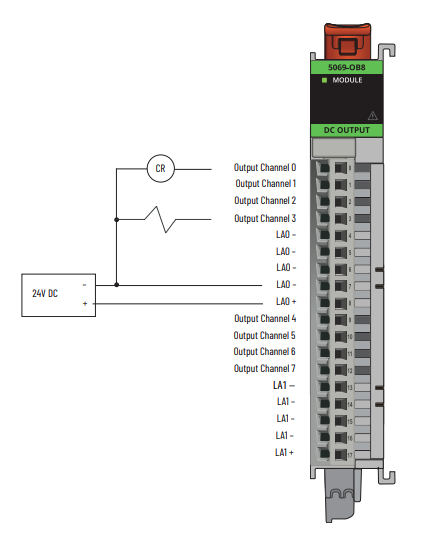 Wiring diagram for a PLC output module