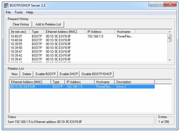 BootP server interface