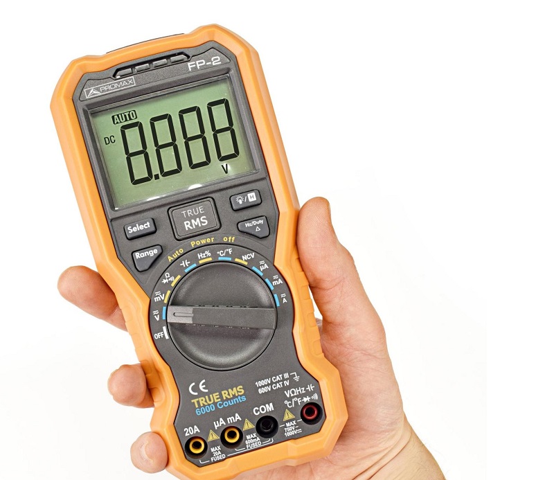 A volt meter labeled with 'True RMS' on the front