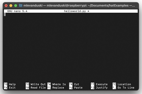 Terminal window for the Raspberry Pi