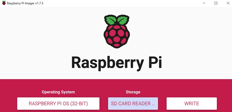 Pi imager setup menu