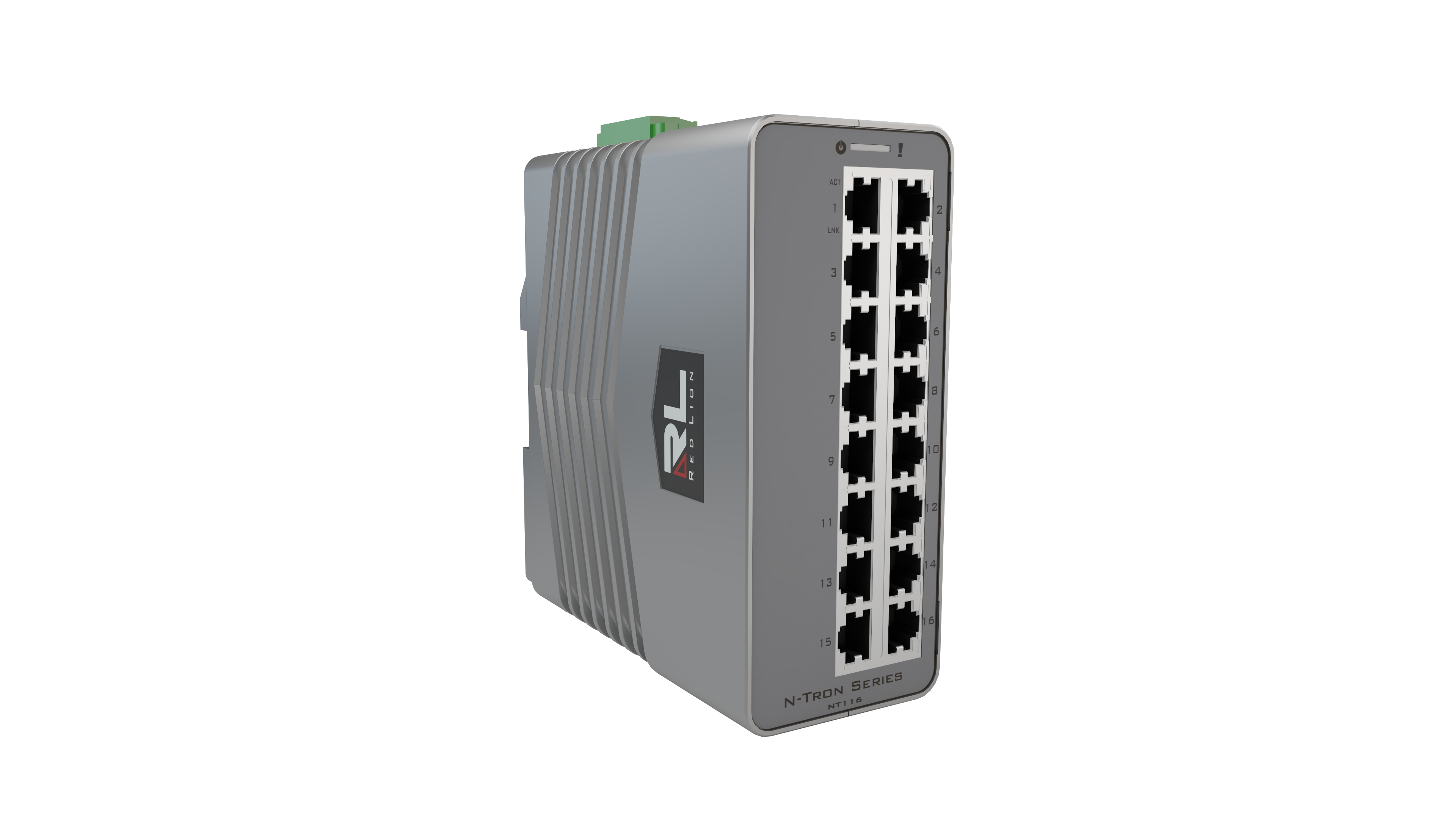 Red Lion’s N-Tron NT116 unmanaged 16-port industrial Ethernet switch