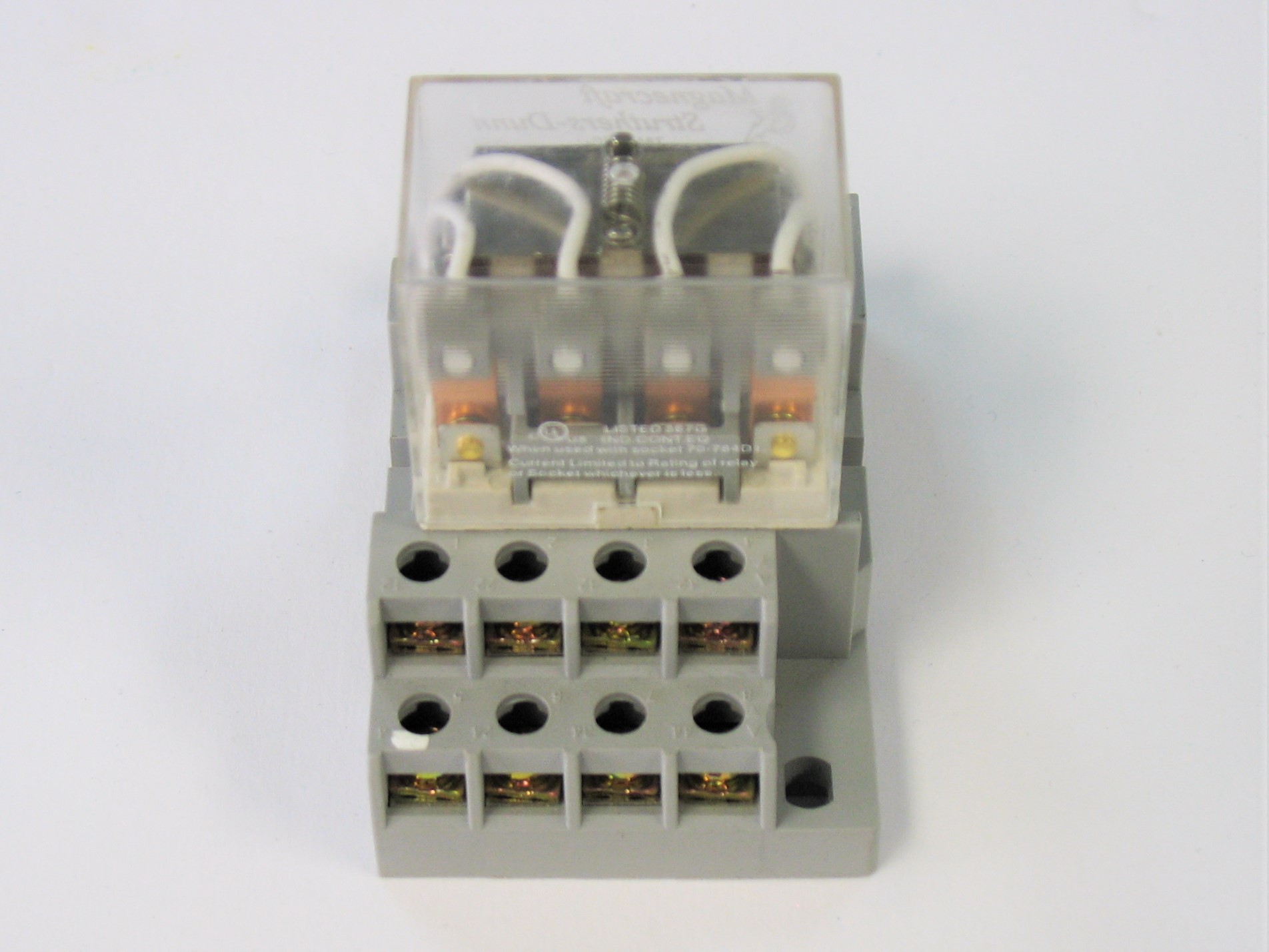 A mechanical relay with 4 poles, a 4PDT relay