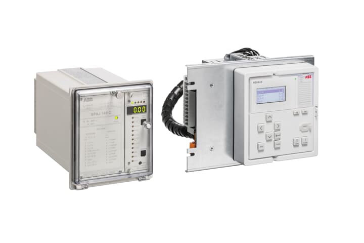 REX610 protection relay (right) can replace twelve part numbers within SPACOM family (left)